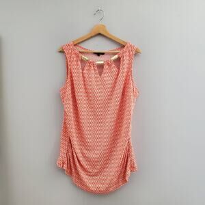 Alex + Olivia Orange Sleeveless Diamond Pattern Gold Accent Top XL